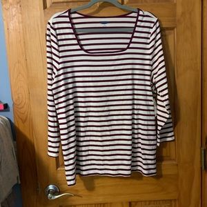 NWT Old Navy Square Neck Maroon and Cream Stripe